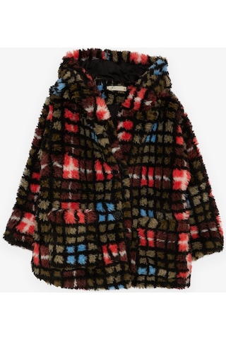 Breeze Kız Çocuk Mont Ekose Desenli Kapüşonlu Düğmeli 2-6 Yaş, Karışık Renk-karışık Renk Çok Renkli