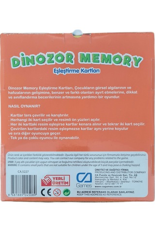 Dinozor Memory Eşleştirme Kartları