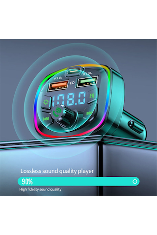 Nr74 Rgb Renkli Fm Radyo Transmitter Mp3 Çalar Bluetooth 5.0 Çakm