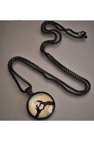 Sevgiliye Hediye Paslanmaz Metal Cam Sevgi Ve Aşk Kalp Kolye Siyah