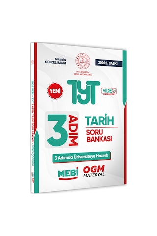 2026 TYT Mebi-ogm 3 Adım Tarih Soru Bankası Renkli A4 Boyut Video Çözüm Baskı Ücreti