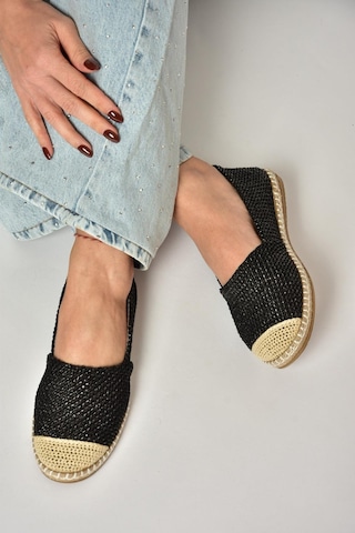 Fox Shoes D280250017 Siyah Hasır Günlük Kadın Ayakkabı Siyah-hasır Siyah