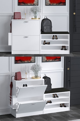 Decormet Trend Ayakkabı Dolabı Beyaz Beyaz