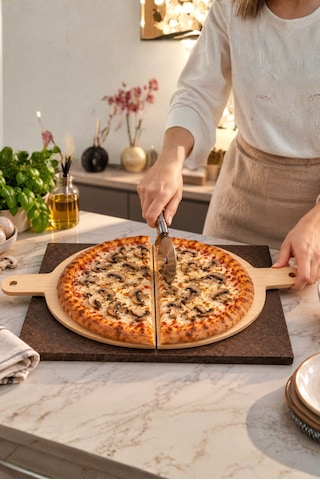 2'li Pizza Küreği Ahşap Lahmacun Küreği