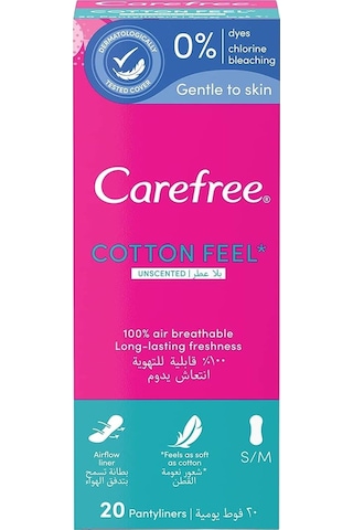 Carefree, Günlük Ped, Pamuklu, Parfümsüz, 20&apos Li