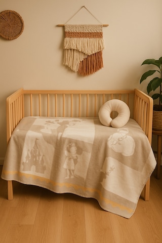 Merinos Bebek Battaniyesi + Boyunluk Kahverengi - Sarı