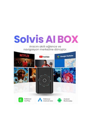 Solvis Box Kablosuz Carplay & Android Auto Multimedya Dönüştürücü