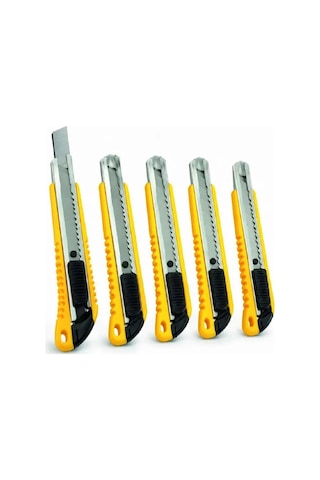 Northcity 5 Adet Metal Falçata Seti - Ergonomik Saplı Çelik Maket Bıçağı Pvc Kesici