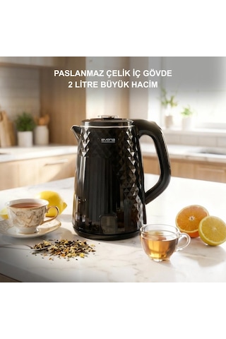 Evona Kettle Noctera Premium 1500 W Parlak Siyah Su Isıtıcısı
