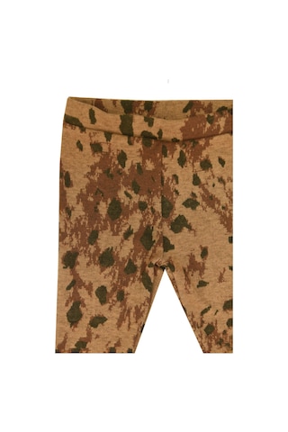 Luess Yumuşak Dokulu Leopar Desenli Kız Çocuk Tayt Sütlü Kahverengi