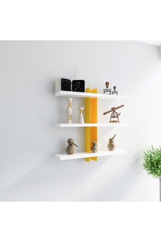 Duvar Rafı Mita Beyaz Sarı