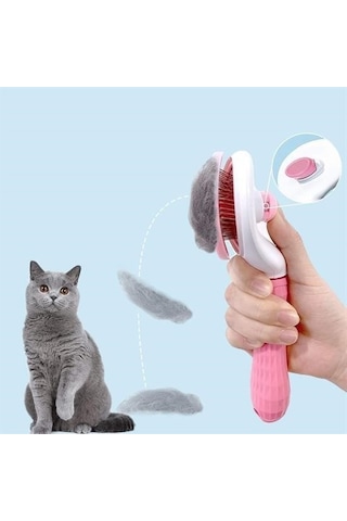 Büro Ev Evcil Hayvanı İçin Kedi Köpek Tüy Toplar Temizlik Pembe Saplı Tarak
