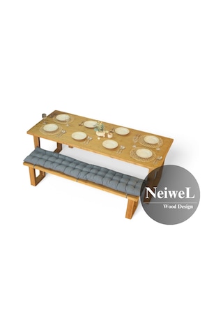 Neiwel Loen Doğal Ahşap Banklı Mutfak Ve Yemek Masası Takımı-120-220 Takım Açık Ceviz