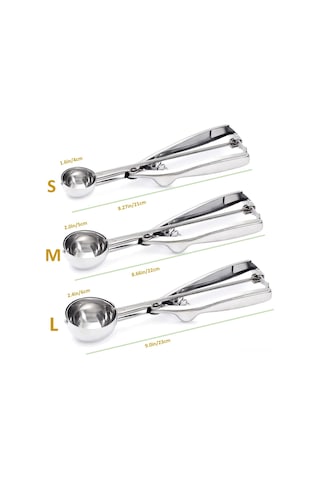 Suofeng 3'lü Çelik Helado/meatball/kek Topu Kuvveti - Tırnaklı Sistemi İle Zaman Tasarrufu Sağlayan Mutfak Aracı Gümüş