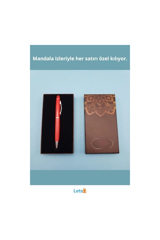 Mandala Desenli Kırmızı Touchpen Tükenmez Kalem Çok Renkli
