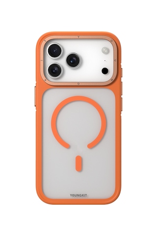 İphone 17 Pro Uyumlu Kılıf M-safe Şarj Özellikli Youngkit Rock Sand Serisi Kapak Turuncu Turuncu