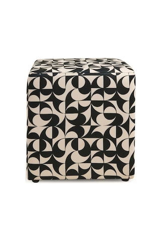 Just Home Elegant Puf - Siyah / Beyaz - 42x37x37 Cm Siyah / Beyaz