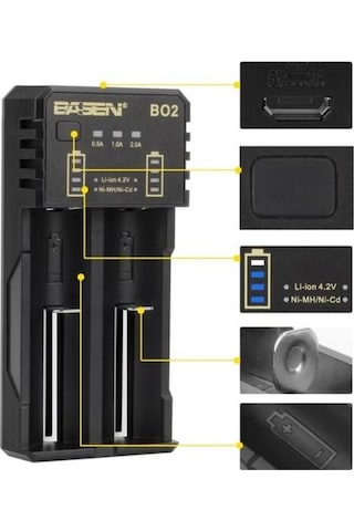 Basen BO2 Pro Li-Ion / Ni-Cd / Ni-MH Universal Akıllı Pil Şarj Cihazı