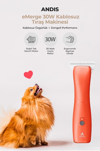 Andis Emerge Şarjlı Kedi Köpek Tıraş Makinesi 30w Turuncu - Dahili Bataryalı