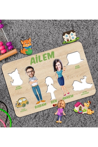 Bk Toys Çocuklara Özel Ailem Konseptli(3 Kişilik) Ahşap Eğitici Y