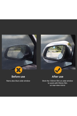 Ranyeek Oto Geribakış Aynası Yağmur Engelleme Filmi - Nano Teknolojiyle Su/toz/toz Koruma, Şeffaf Oval, 2 Adet Paket