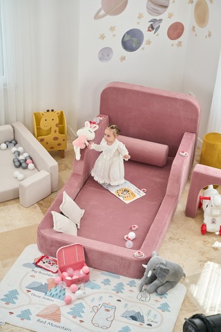 Funbed Yeni Nesil Montessori Çocuk Yatağı & Oyun Alanı Yıkanabilir Sıvı Geçirmez Pembe - 836527200