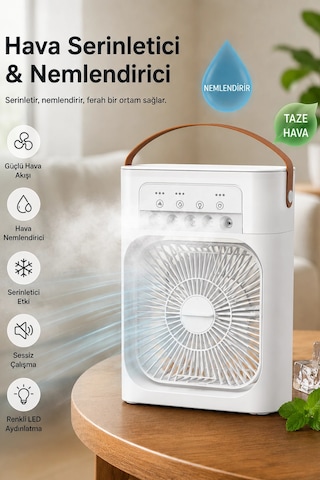 Blic Bwfn10 Beyaz Sulu Fan Masa Üstü Mini Klima Vantilatör Nemlendiricili Soğutucu Fan 600ml