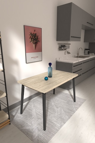 Vilinze Avanos Mdf Traverten Sabit Traverten Mutfak Masası - 70x120 Cm