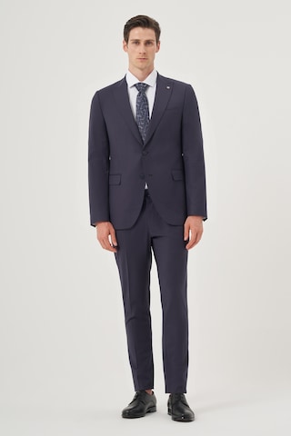 Morven Erkek Lacivert Yünlü 8-drop Trend Çizgili Slim Fit Sivri Yaka Takım Elbise 25mc001081200 Lacivert