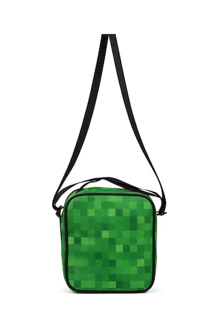Minecraft İki Bölmeli Erkek Çocuk Okul Beslenme Çantası Minecraft Kabartmalı - Siyah - Yeşil - 26611