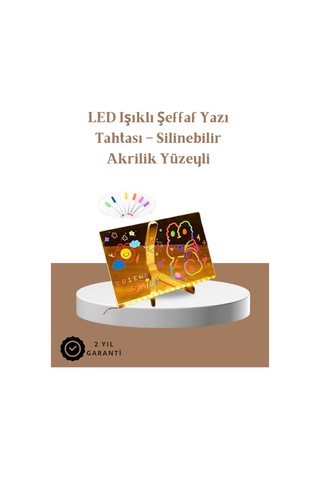 Led Aydınlatmalı Şeffaf Mesaj Tahtası 30x20 Cm Neon Etkili Yazılar İçin Tasarlandı