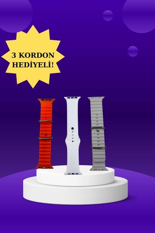 Akıllı Saat Arama Görüşme Bildirim Görme Uyku Ve Zindelik Takibi Nabız Ölçer 3 Kordon li