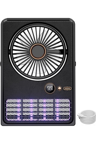 Symbee Siyah Usb 2-in-1 Mosquito Killer Fan: Duvar/desktop Montajlı, 5 Hızlı Fan, Led Ekranlı, 2000v Moskito Öldürücü Işık