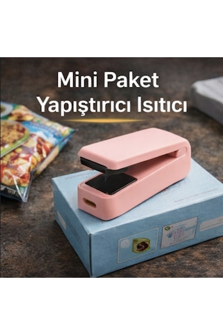 Mini Paket Kapatma Makinesi Isıtıcılı Taşınabilir Gıda Poşet Yapıştırıcı Pembe