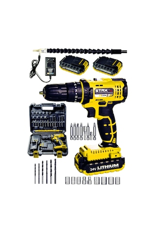 Staxx Power STX1069 24V 5Ah Li-ion Çift Akülü Darbeli Matkap Vidalama + 24 Parça Uç