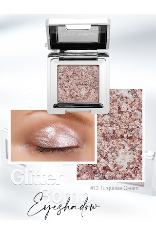 Cre'ars Mücevher Parlaklığında Yoğun Pigmentli Tekli Far Glitter Bomb Eyeshadow 13 Turquoise Gleam