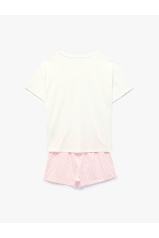 Koton Pamuklu Bisiklet Yaka Kısa Kollu Şortlu Pijama Takımı Ekru 6slk40133mk