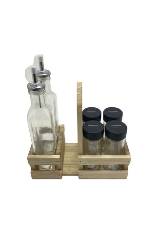 Ahşap Doğal Baharatlık Yağdanlık Ve Peçetelik Takımı Set Kavak-ıhlamur 1 Set Ahşap