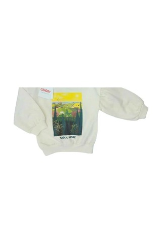 Çikoby Kız Bebek Magical Nature Yazılı Sweatshirt-13560 Ekru