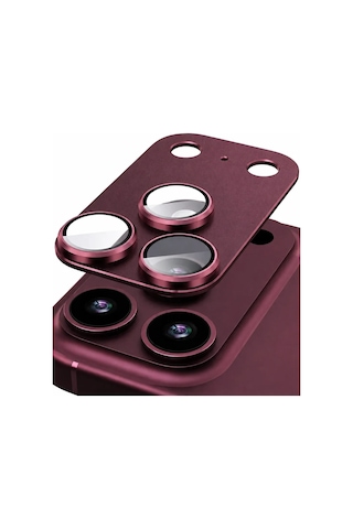 Tam Kapatan Apple iPhone Uyumlu 17 Pro - 18 Pro Lens Koruma Bordo