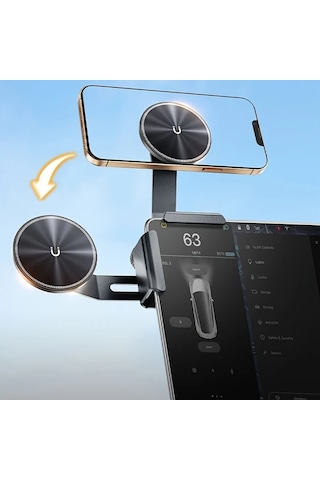 Honeybeeshop Su7y Tesla Model Y 3 S X Cybertruck Aksesuarları Yapıştırıcı Gerektirmeyen Manyetik Araç Telefon Tutucu Gösterge Paneli