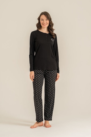 Pierre Cardin Kadın Siyah Uzun Kol Pijama Takım Pc9289-s-v1 Pc9289-s-v1