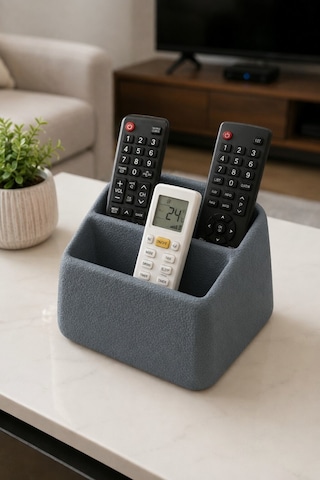Masa Üstü Kumandalık Organizer Çok Bölmeli Tv Klima Kumanda Standı Düzenleyici 16x13x9.6 Cm Gri