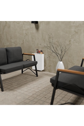 Mb Garden Furnıture Simetri Model, Balkon, Bahçe, Cafe, Metal Koltuk Takımı, Bahçe Takımı , Çay Seti, 2+2 Süngerli Antrasit