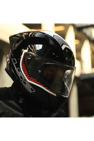 Şeffaf Cam + Ls2 Rapid 2 Race Extra Kask Beyaz - Kırmızı