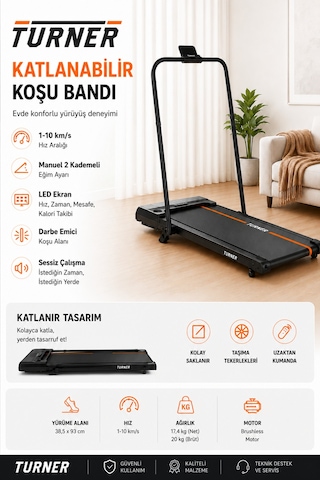 Turner Katlanabilir Yürüyüş Bandı Koşu Bandı