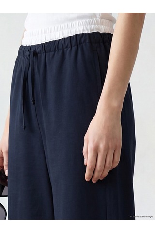 Lcw Comfort Lacivert Beli Lastikli Geniş Paça Kadın Pantolon