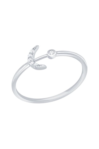 Diamond Line - Gülaylar - Beyaz Altın 14 Ayar Ay Yüzük