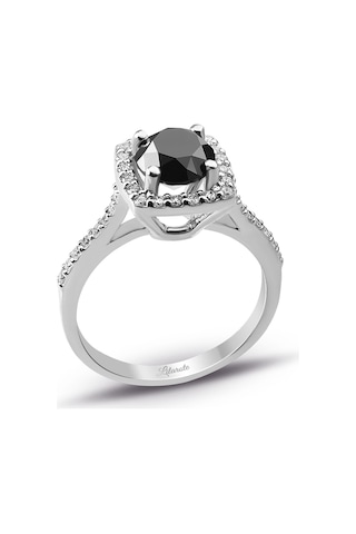 1.60 Ct. Siyah Pırlantalı Tektaş Yüzük