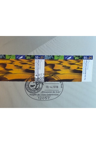 Almanya 5 Euro 2018 Subtropısche Zone Münze & Marke Özel Numısfolder Seti Pul Ve Para